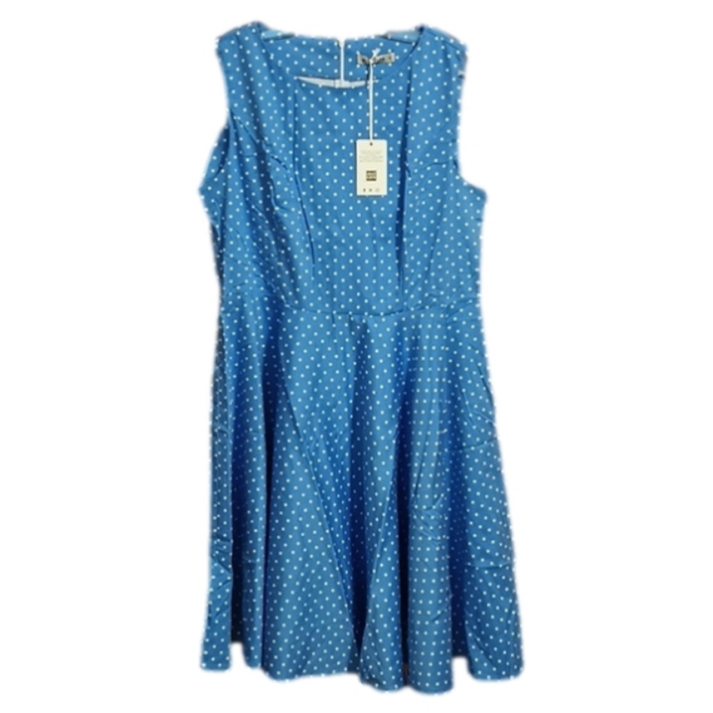 NWT blue and white polka dot fit and flare 2X
